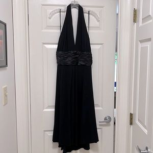 Jones Wear black halter top dress with satin empire waist